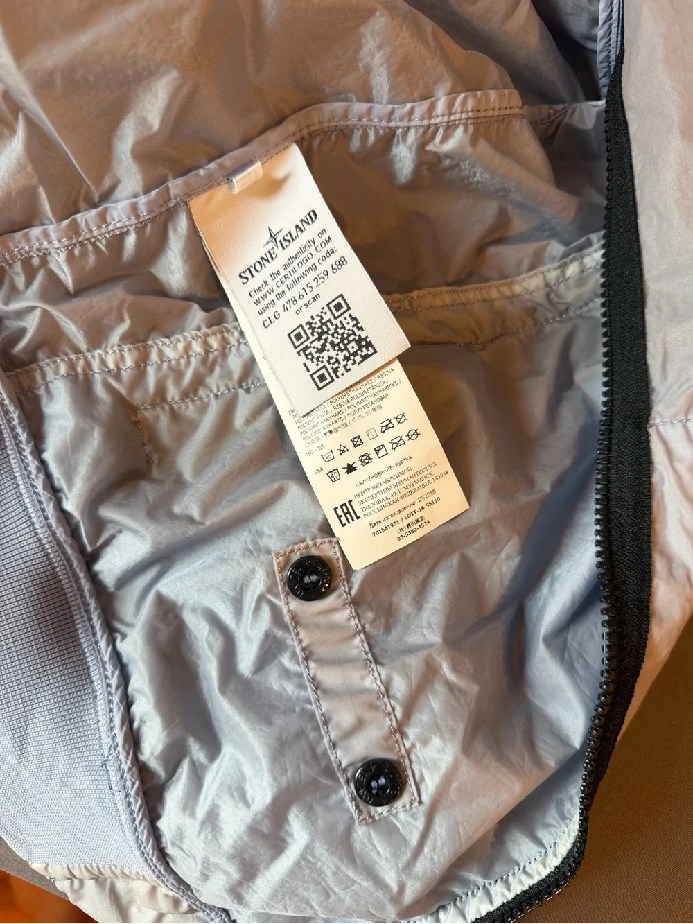 Stone Island Jacket Raincoat Lamy Velour Lilac Size Medium